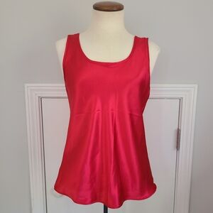 Vintage Cinema Etoile Liquid Satin Camisole Size S Glossy Scoop Tank Top Red USA